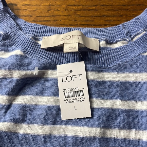 NWT Loft Lightweight short sleeve sweater - blue and white - Picture 3 of 4